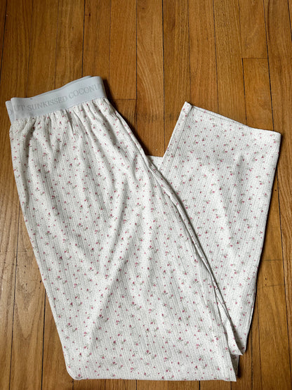 White Floral Pajama Pants