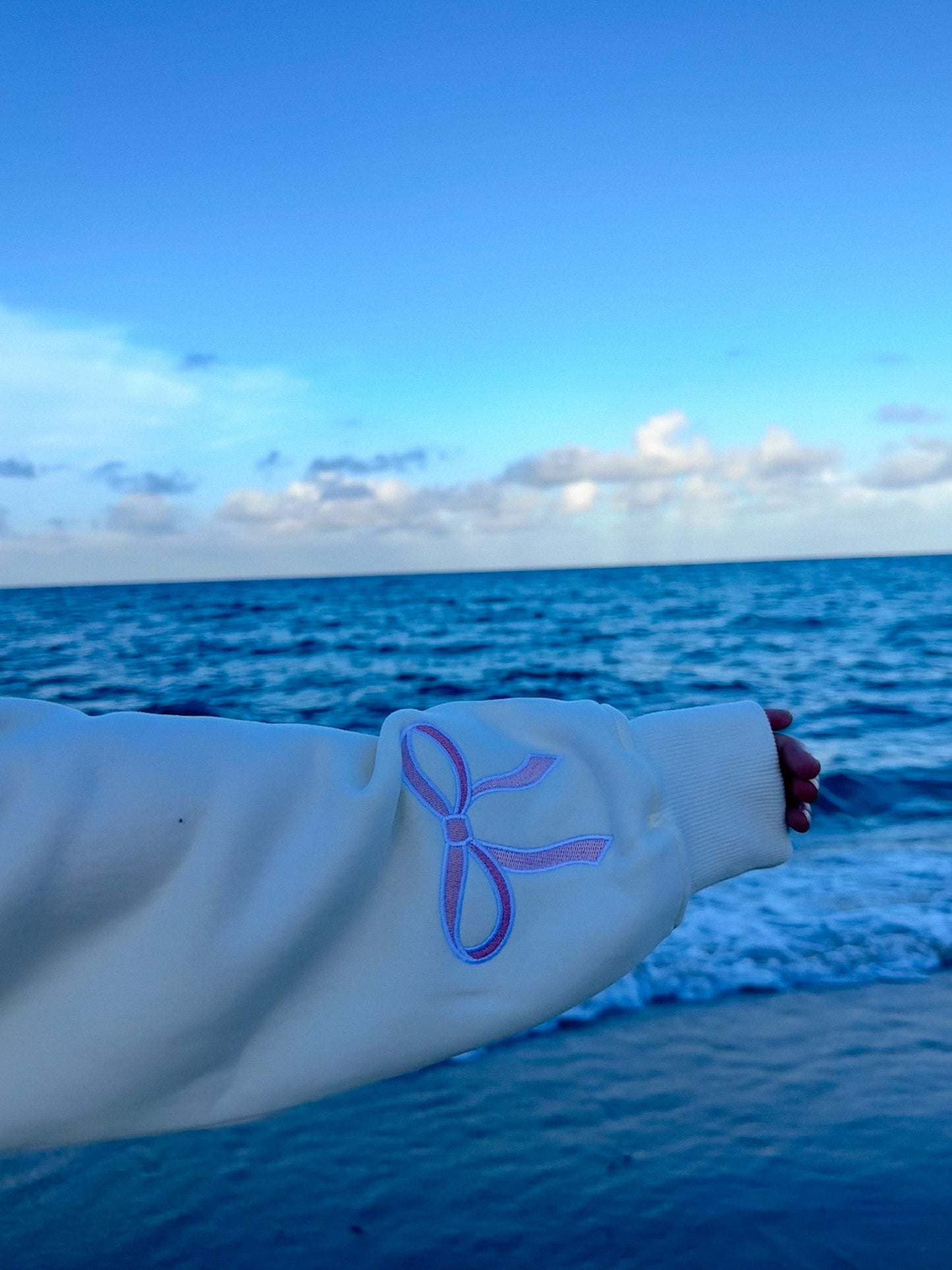 Pink Embroider Bow Sweatshirt