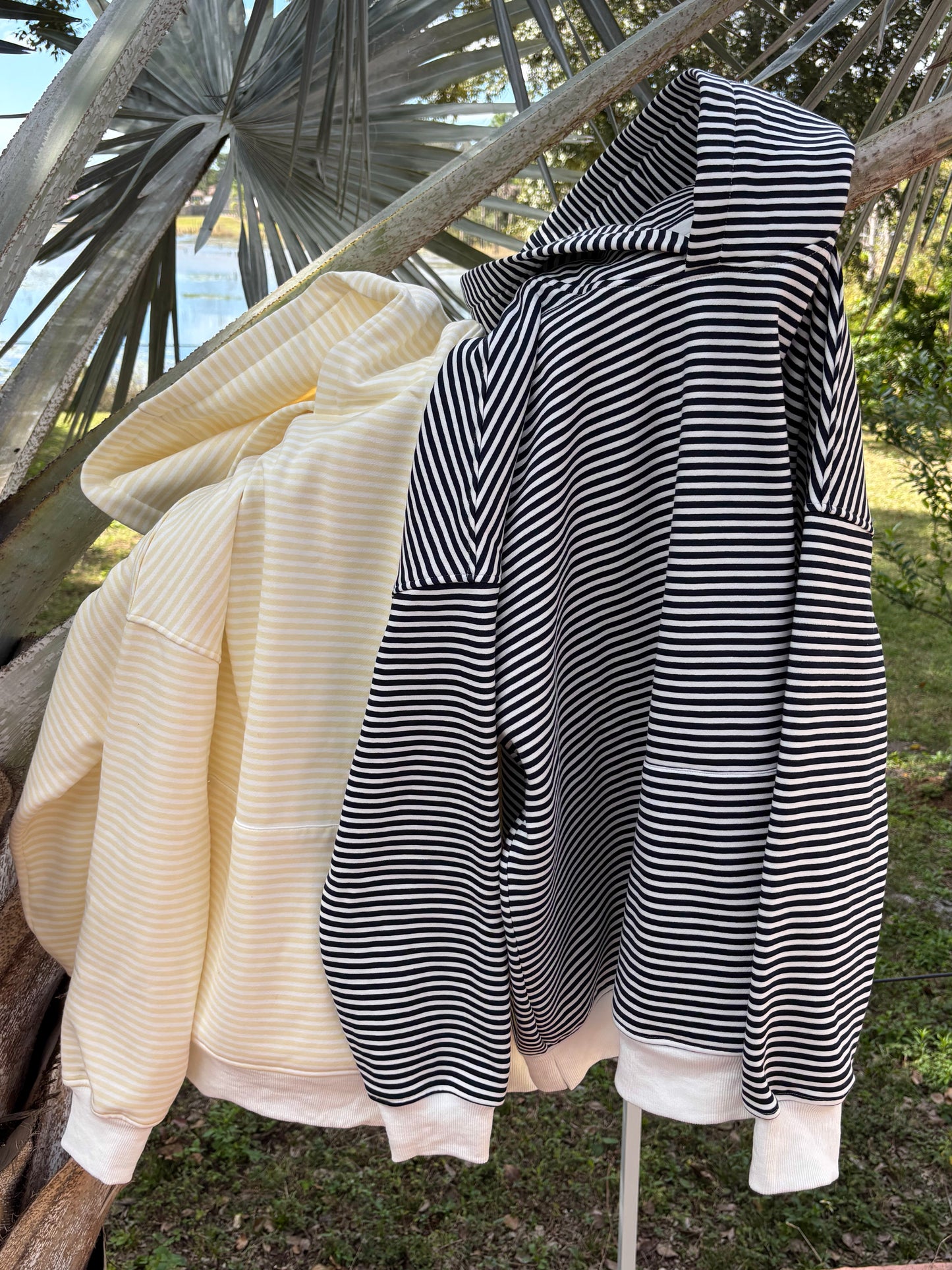 Baby Yellow and White Big Striped Hoodie