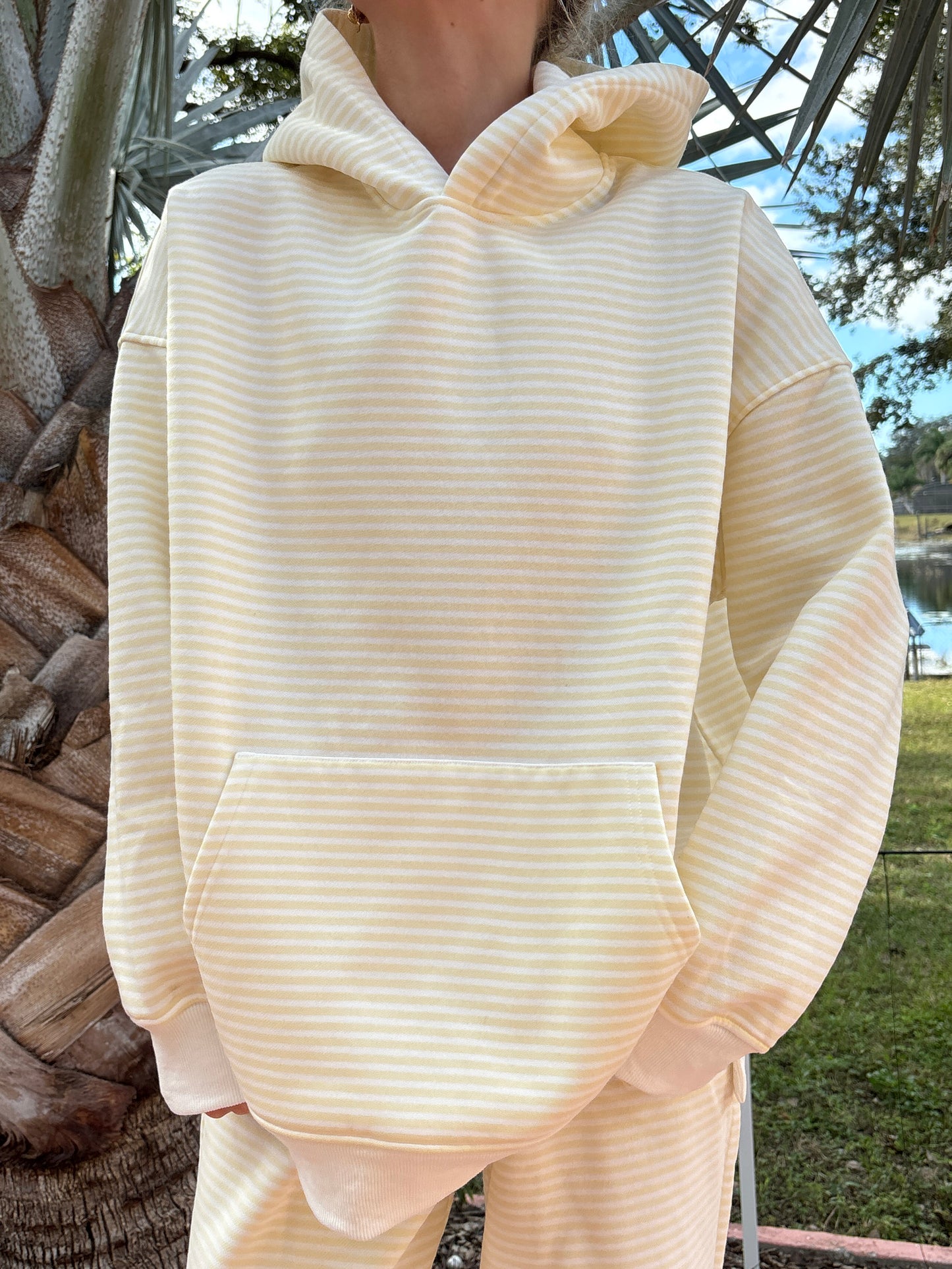 Baby Yellow and White Big Striped Hoodie