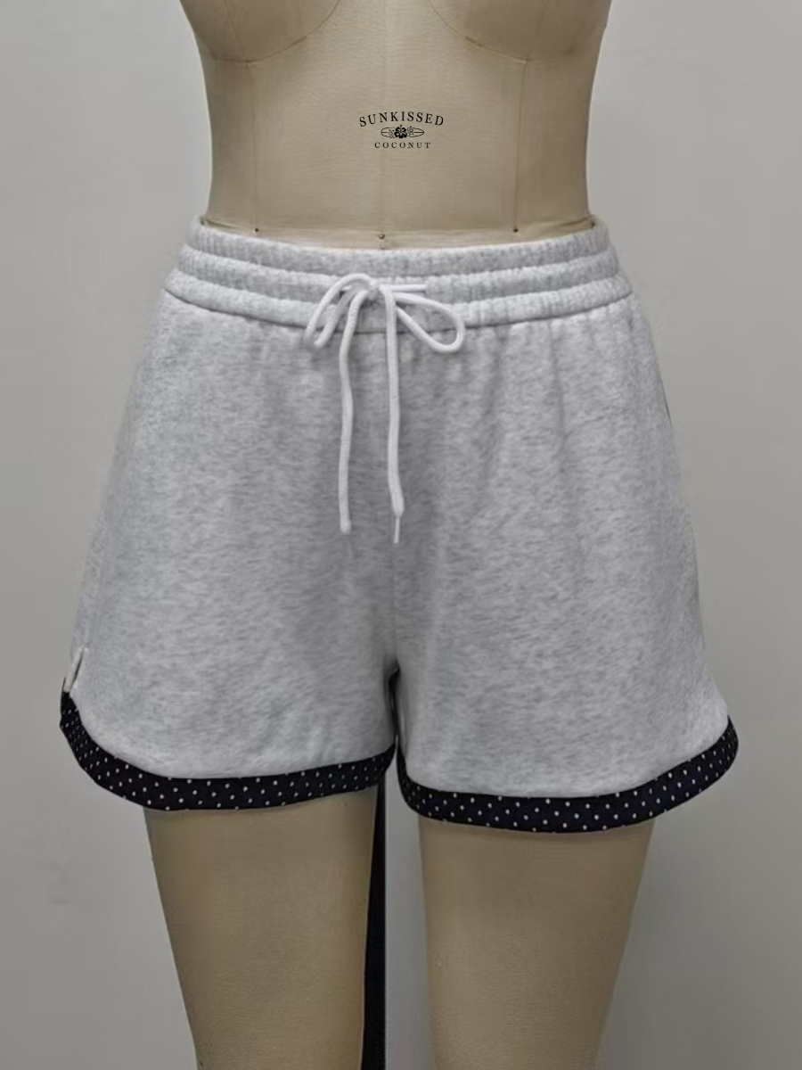 Pearl Grey Navy Blue Polka Dot Shorts