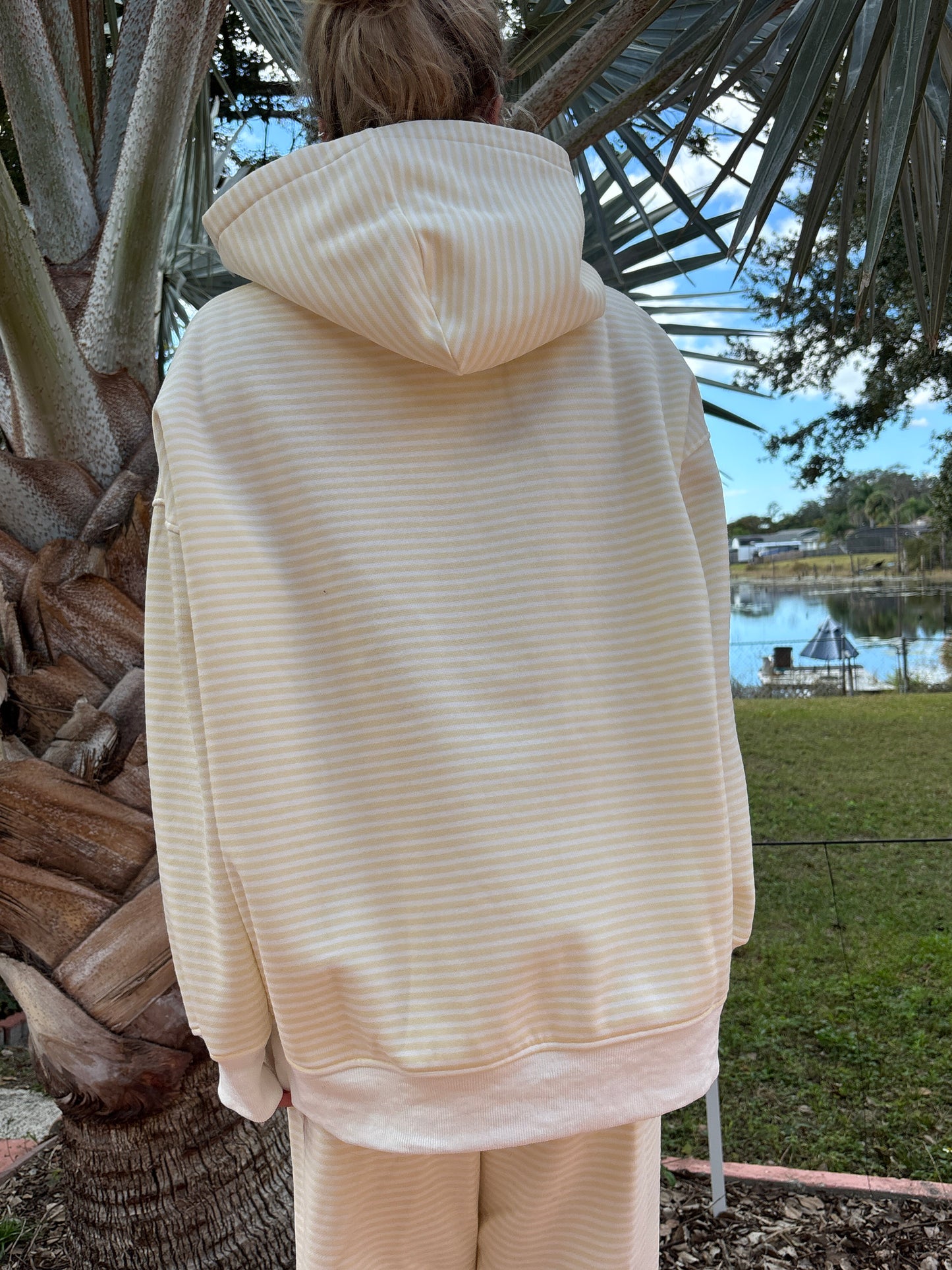 Baby Yellow and White Big Striped Hoodie