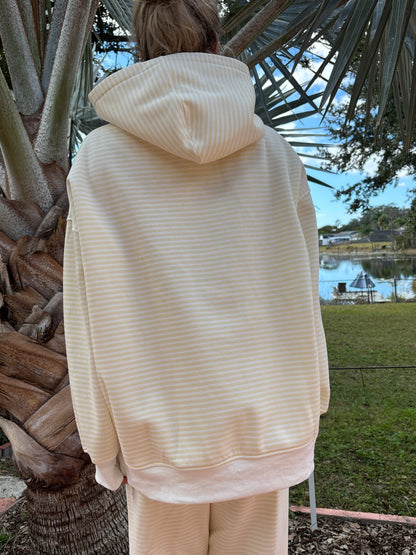 Baby Yellow and White Big Striped Hoodie