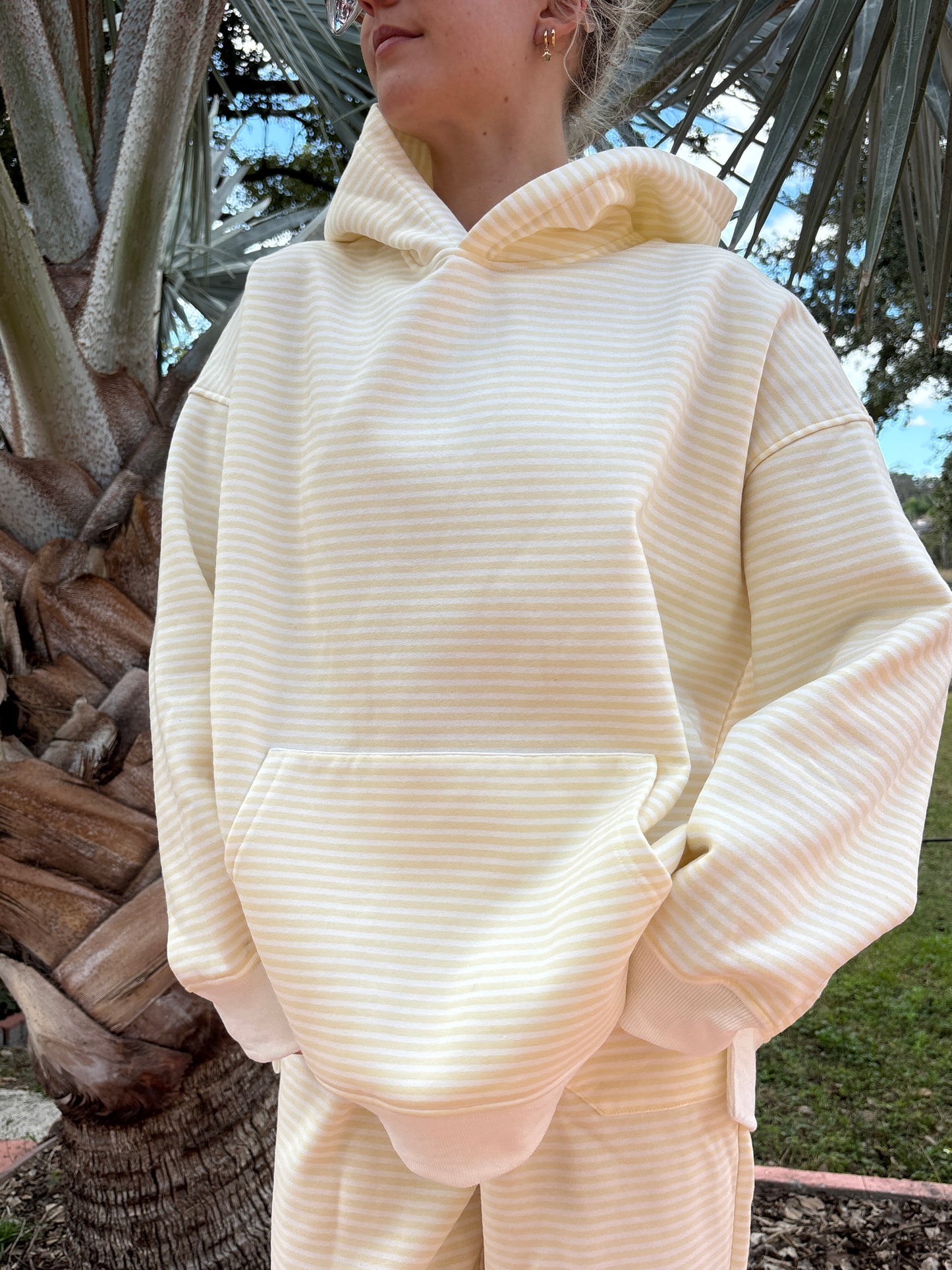 Baby Yellow and White Big Striped Hoodie