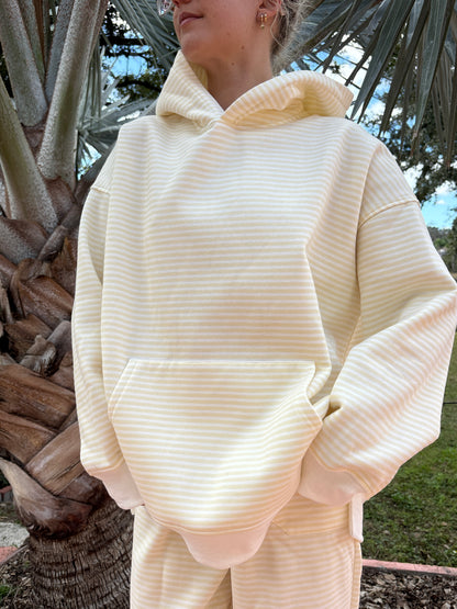 Baby Yellow and White Big Striped Hoodie