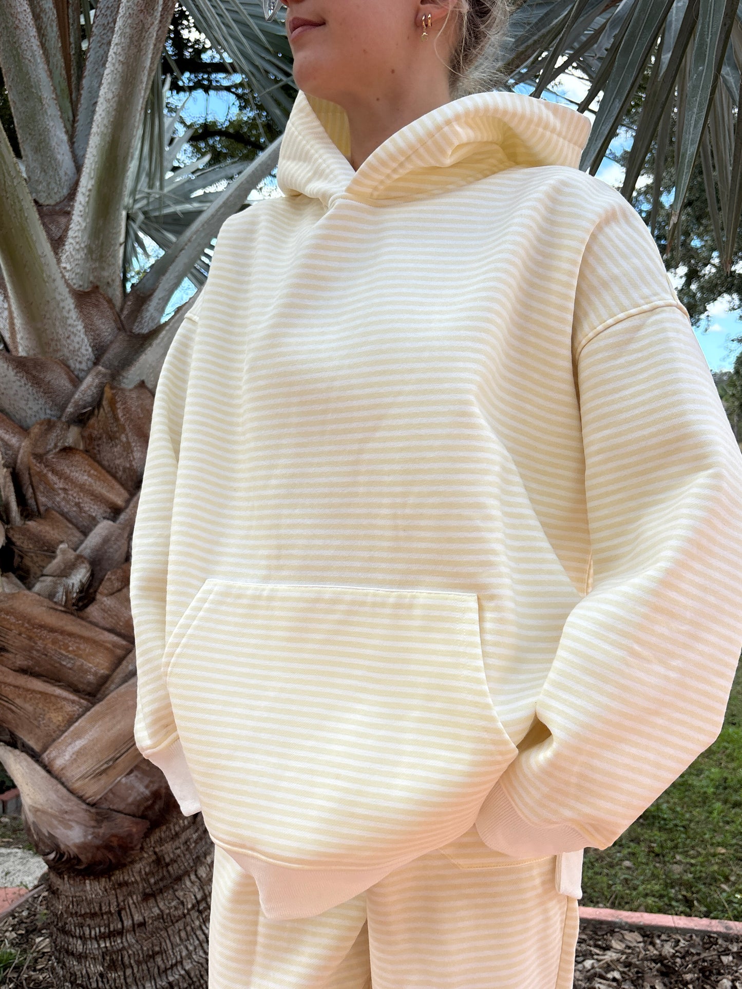 Baby Yellow and White Big Striped Hoodie