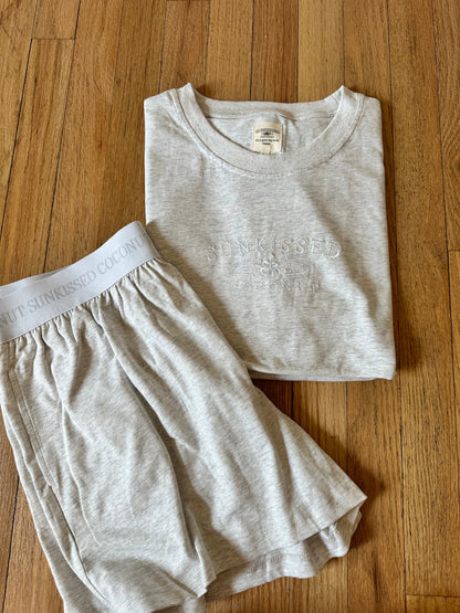 Pearl Grey Basic Watercolor Embroider Tee