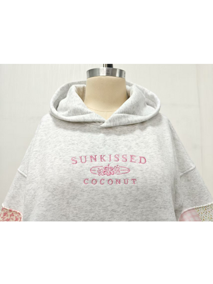 Sunkissedcoconut Logo Quilted Pastel Embroidered Hoodie