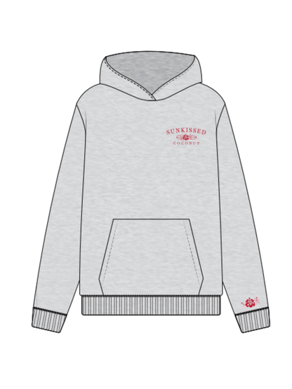 Pearl Grey Hibiscus Flowers Hoodie