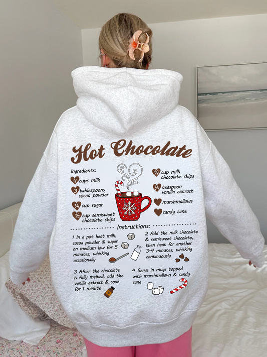 Hot Chocolate Recipe Christmas Embroider Hoodie