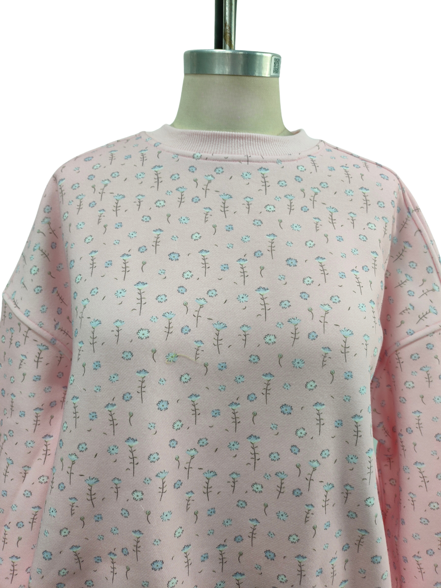 Light Pink Ditsy Blue Floral Sweatshirt