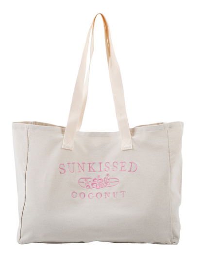 X-Large Sunkissedcoconut Embroider Canvas Tote Bag