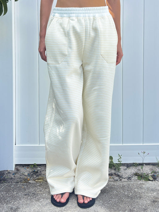 Baby Yellow and White Big Striped Sweatpants