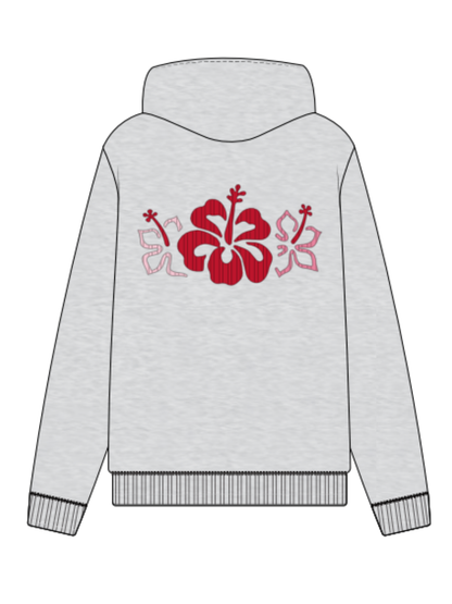 Pearl Grey Hibiscus Flowers Hoodie