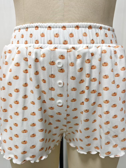TRADESHOW Pumpkin Fall Autumn Pajama Shorts