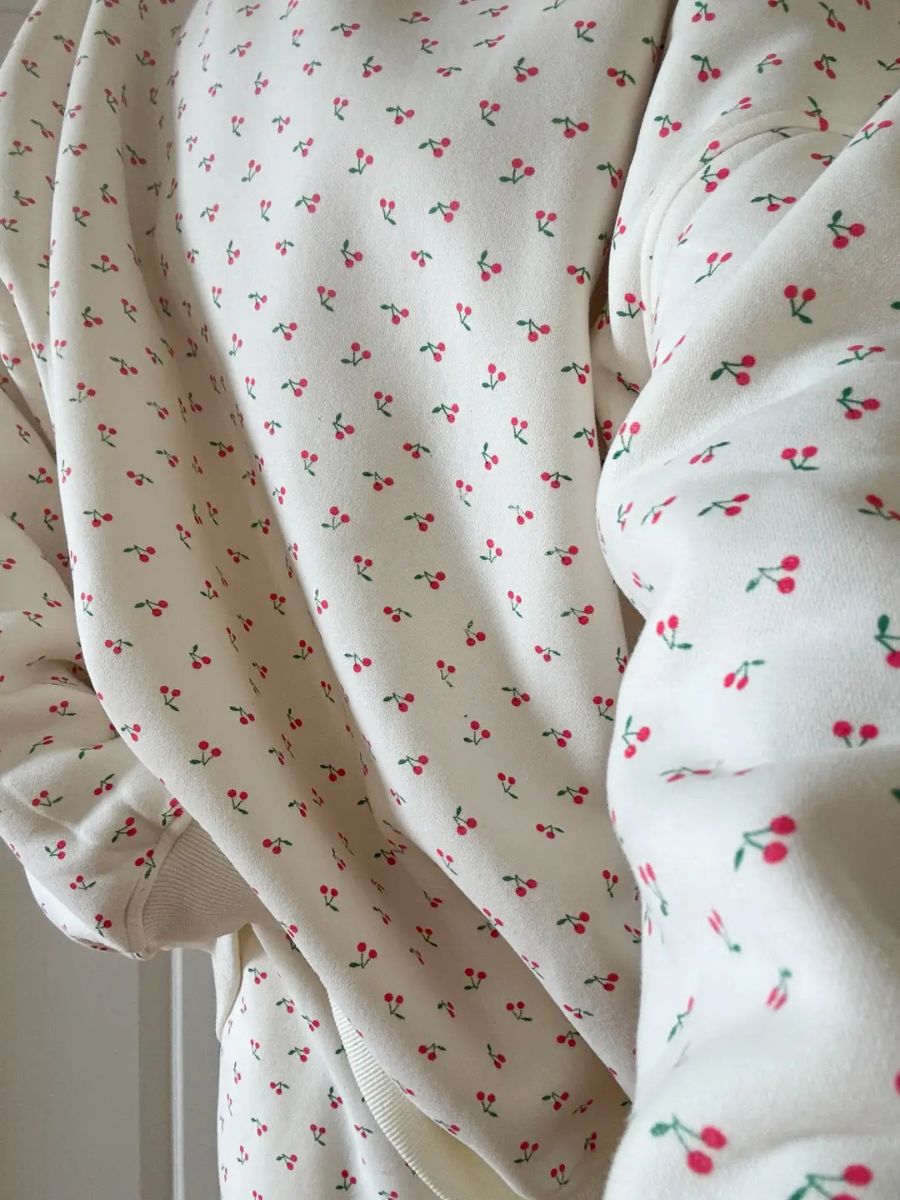 Blank Ivory Cherries All Over Sweatshirt