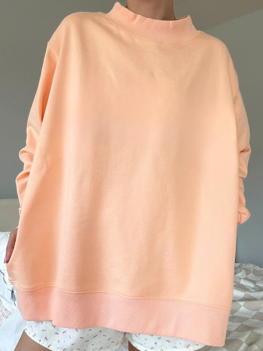 Papaya Orange Blank Mockneck Sweatshirt 100% Cotton