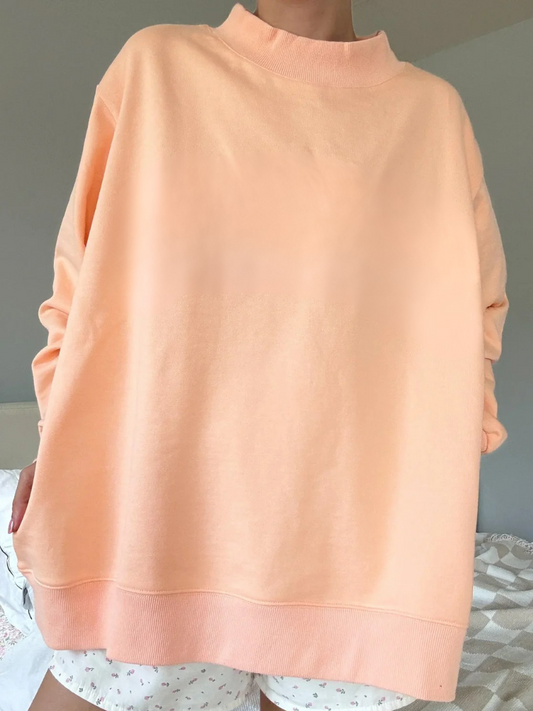 Papaya Orange Blank Mockneck Sweatshirt 100% Cotton