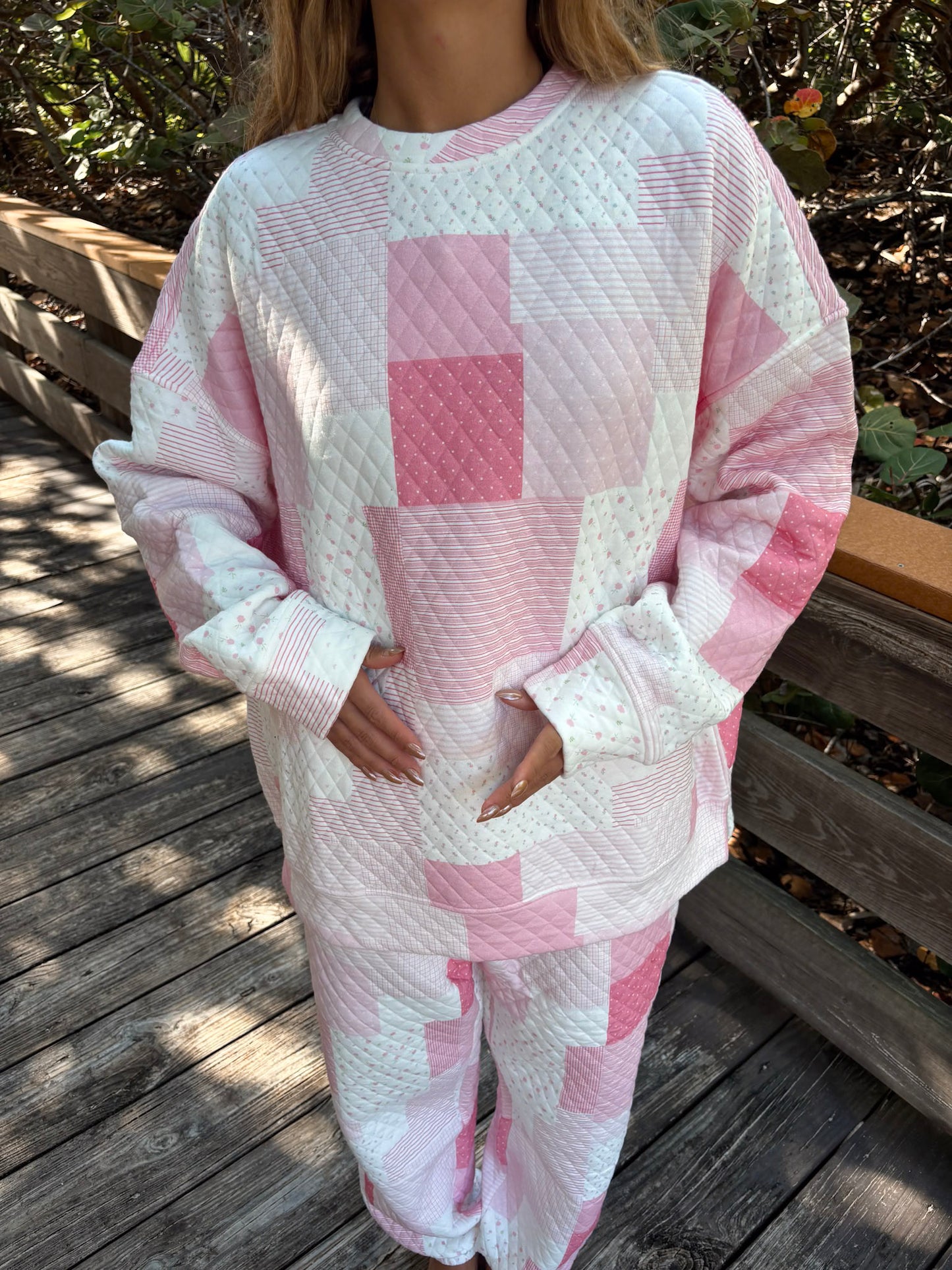 Margo Quilted Patchwork Crewneck Sweatshirt