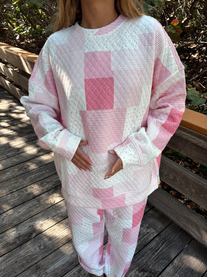 Margo Quilted Patchwork Crewneck Sweatshirt