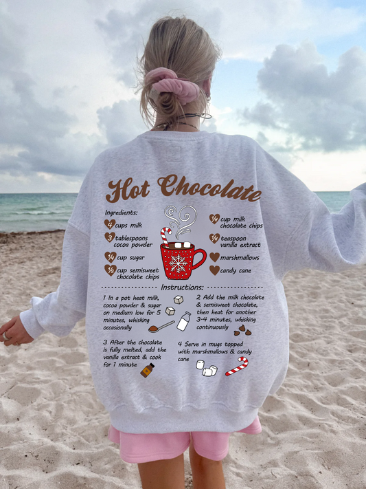 Hot Chocolate Recipe Christmas Embroider Sweatshirt