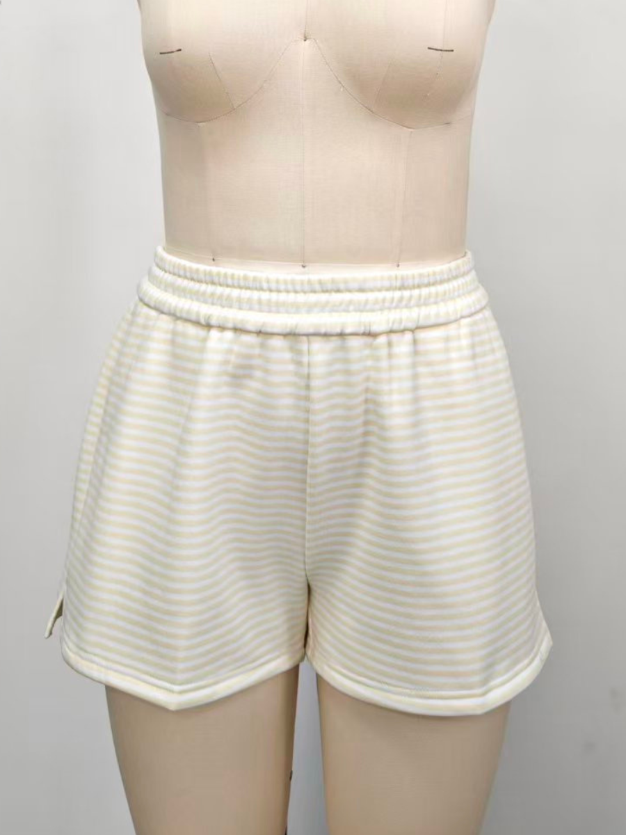 Baby Yellow and White Big Striped Shorts
