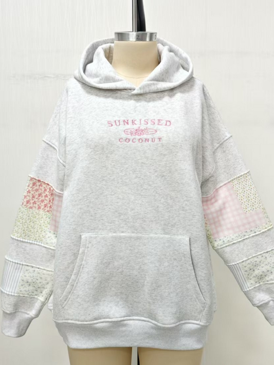 Sunkissedcoconut Logo Quilted Pastel Embroidered Hoodie