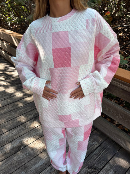 Margo Quilted Patchwork Crewneck Sweatshirt