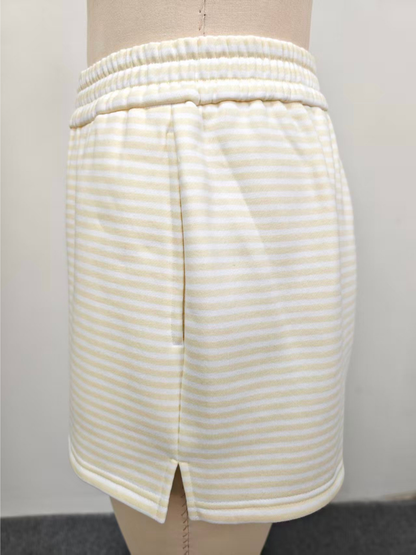 Baby Yellow and White Big Striped Shorts