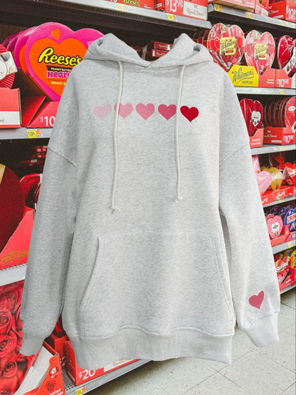 Ombre Hearts Embroider Hoodie