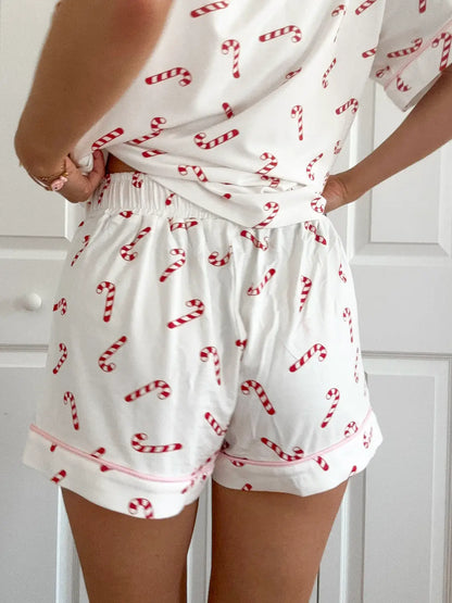 Candy Cane Holiday Christmas Pajama Shorts