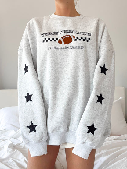 Friday Night Lights Game Day Football Embroider Sweatshirt