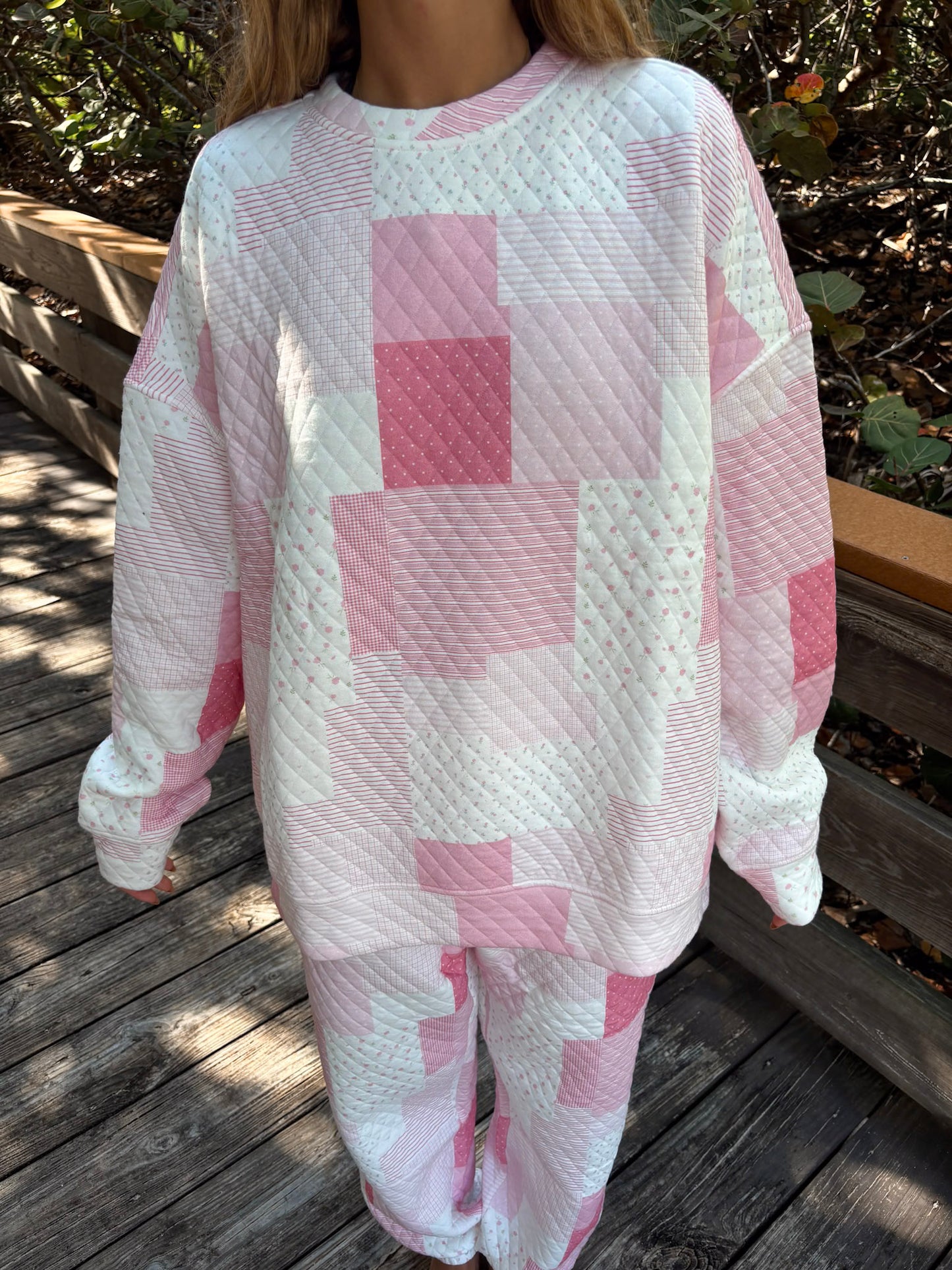 Margo Quilted Patchwork Crewneck Sweatshirt