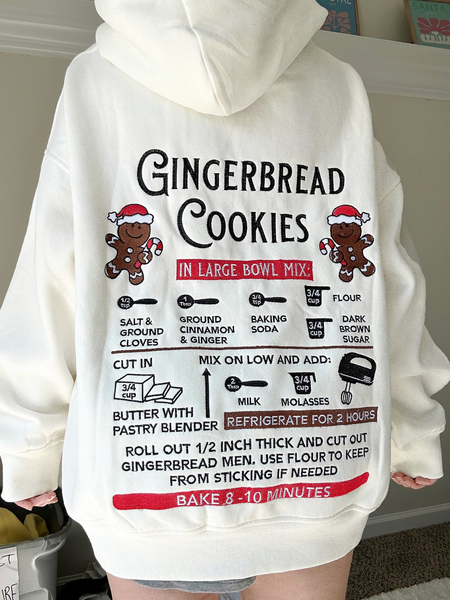 PRE-ORDER GINGERBREAD RECIPE CHRISTMAS EMBROIDER HOODIE