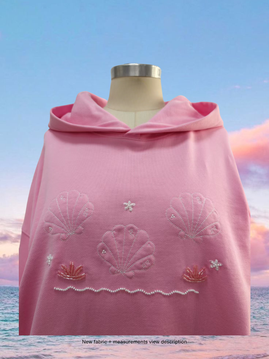 Lottie Pink Bikini Beaded Ocean Hoodie 100% Cotton