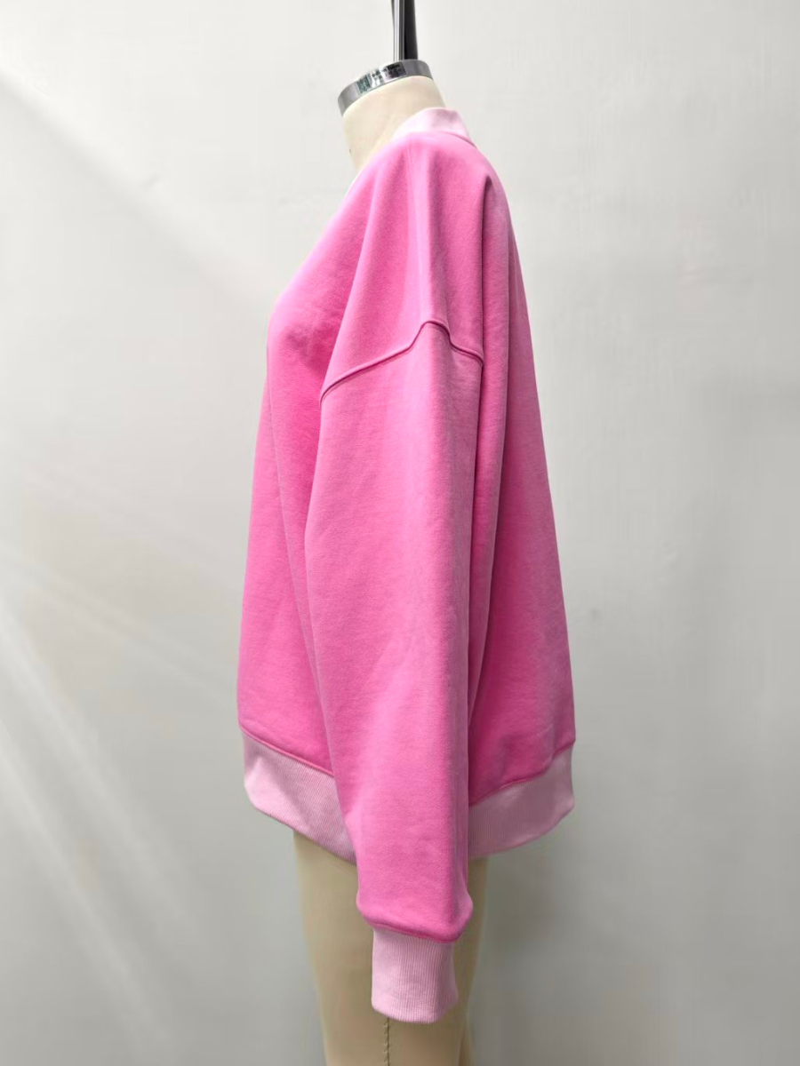 Pink And Light Pink V-Neck Sweatshirt