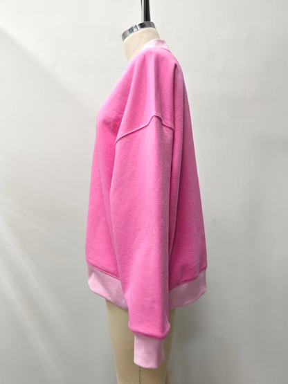 Pink And Light Pink V-Neck Sweatshirt