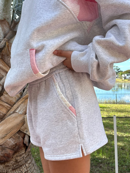 Pearl Grey Margo Patchwork Quilted Shorts