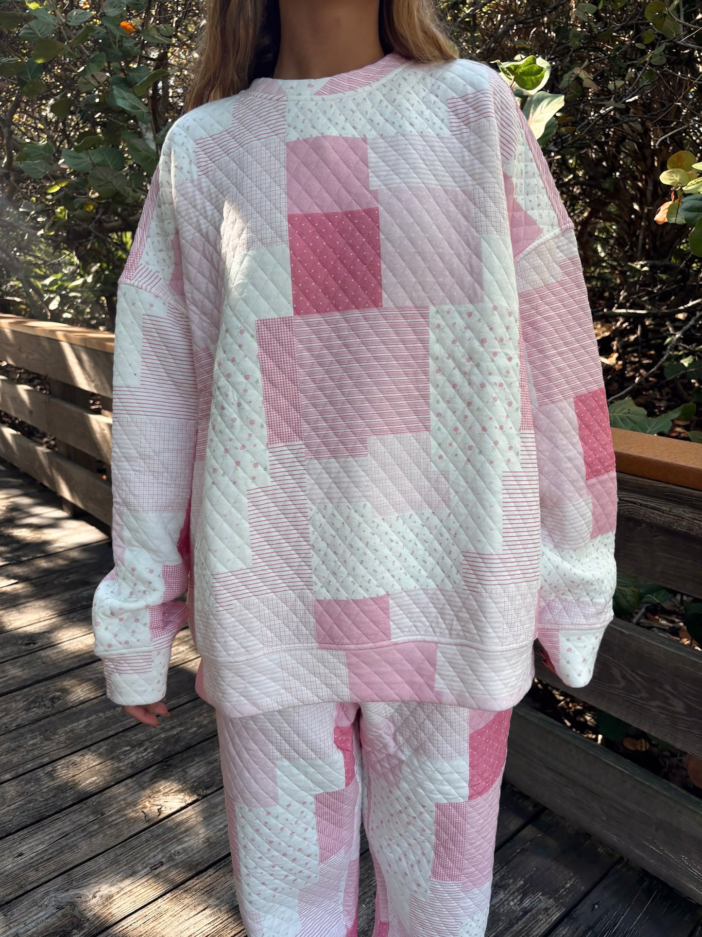 Margo Quilted Patchwork Crewneck Sweatshirt