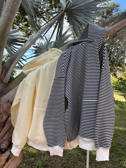 Baby Yellow and White Big Striped Hoodie