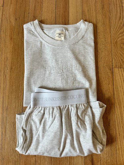 Pearl Grey Basic Watercolor Embroider Tee