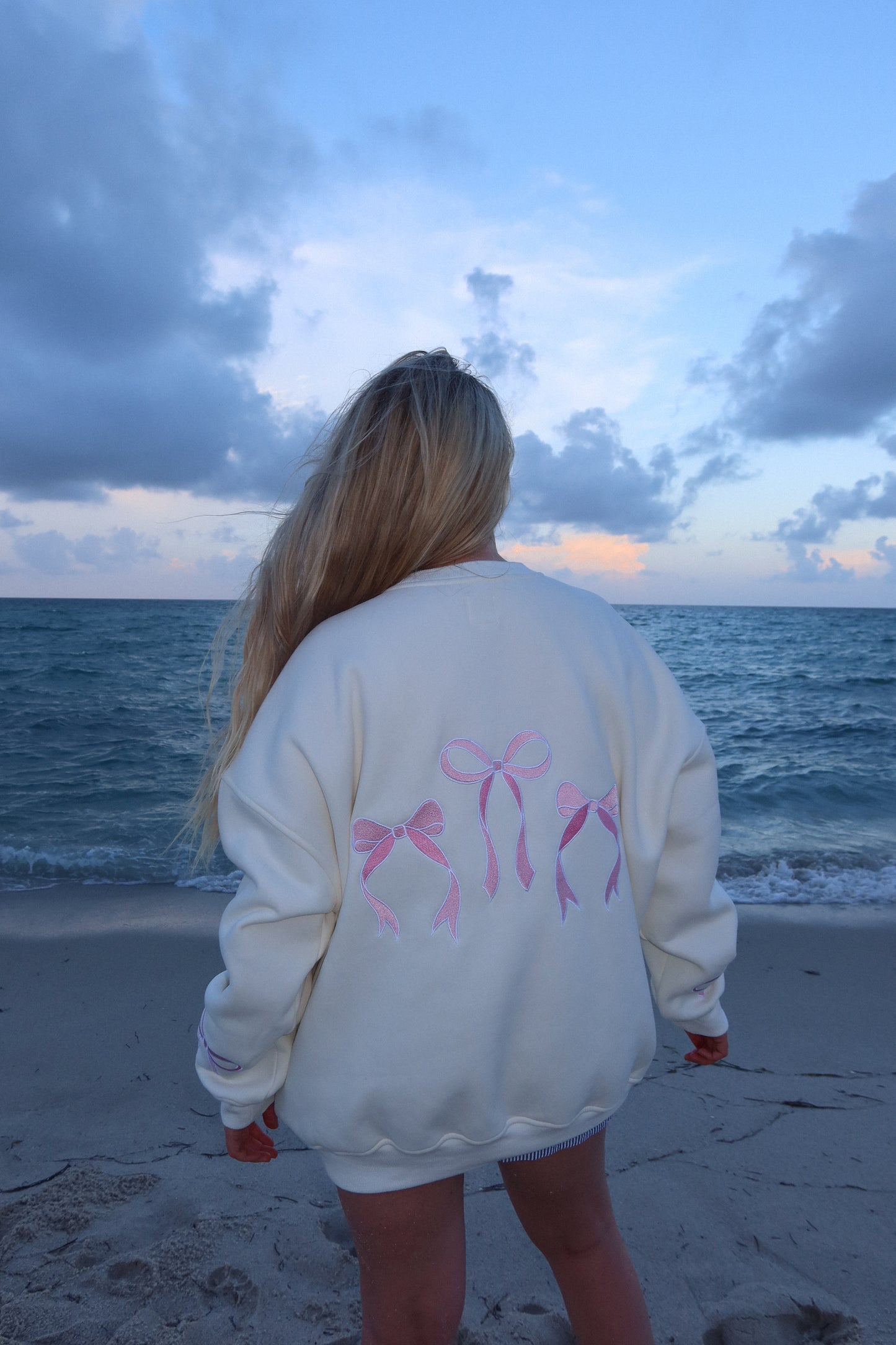 Pink Embroider Bow Sweatshirt