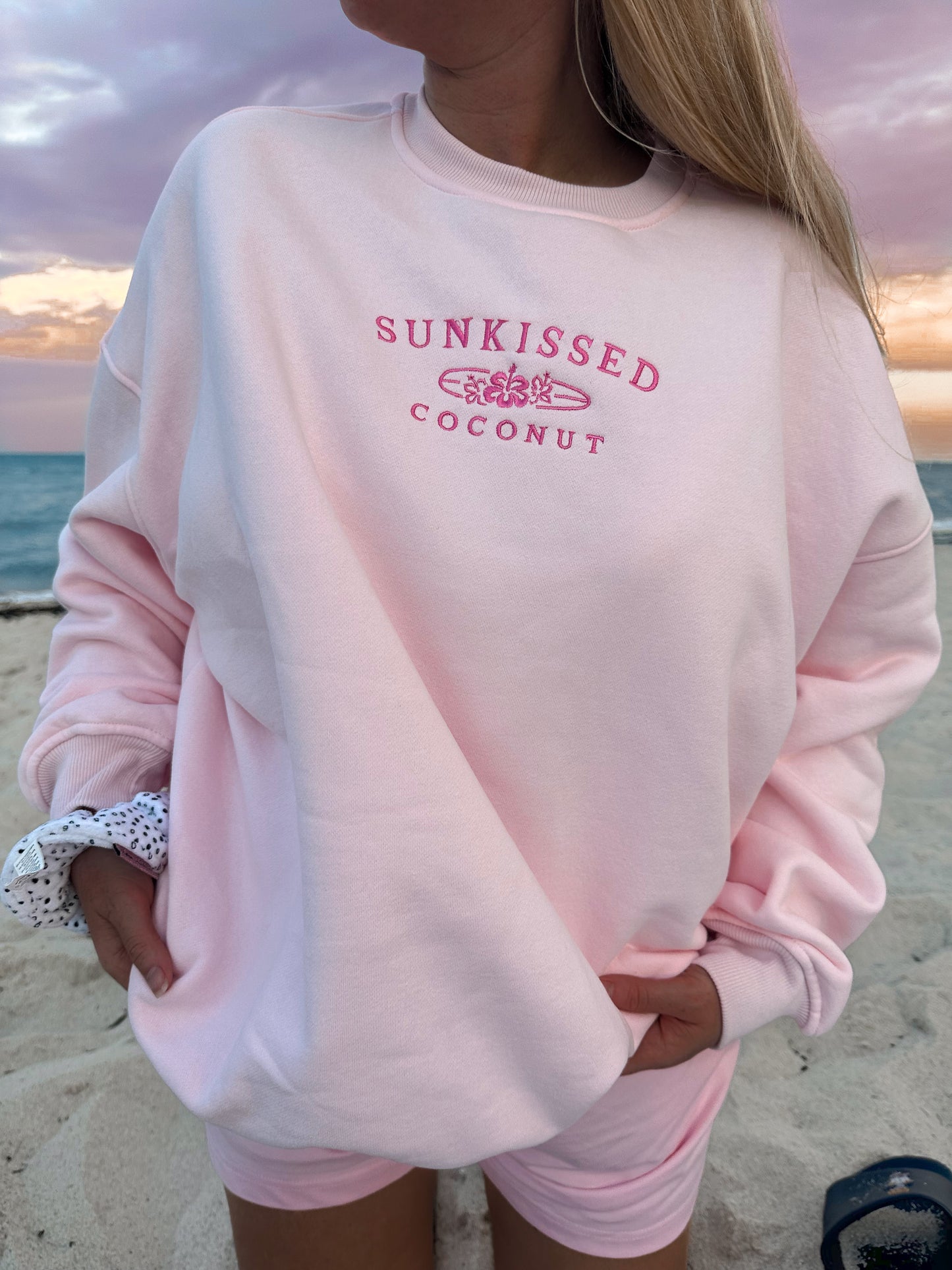 Light Pink Sunkissedcoconut Logo Embroider Sweatshirt