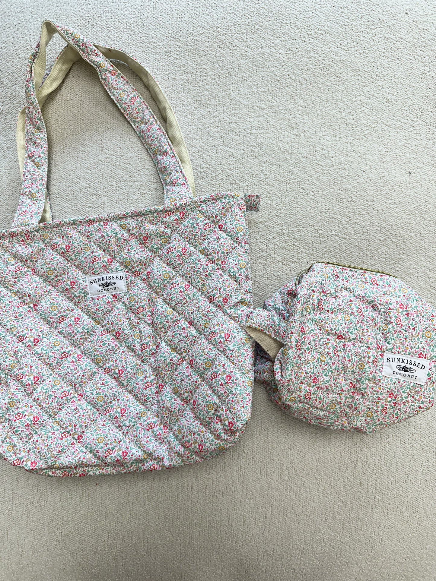 Floral Day In The Park Handmade Tote Zipper Bag