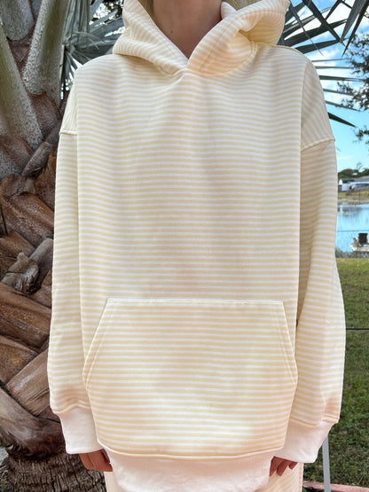Baby Yellow and White Big Striped Hoodie