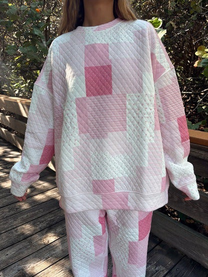 Margo Quilted Patchwork Crewneck Sweatshirt