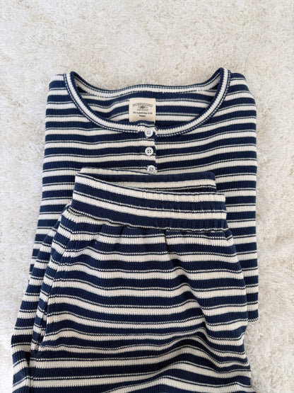 Striped Knit Loungewear Long Sleeve Top