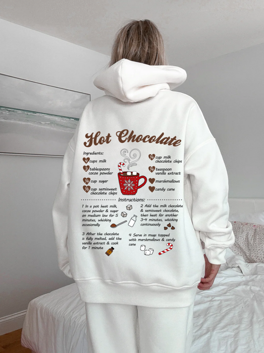 Hot Chocolate Recipe Christmas Embroider Hoodie