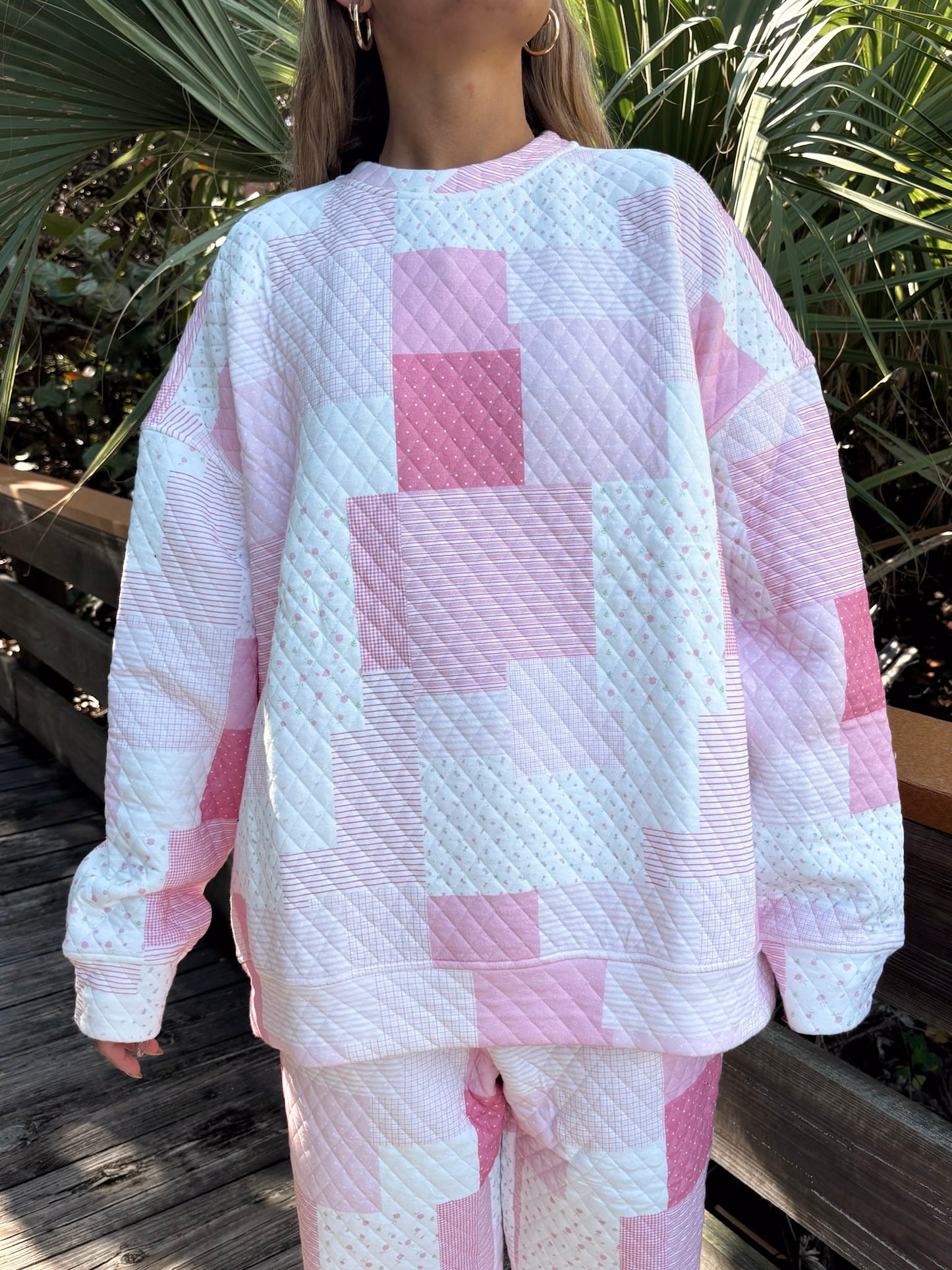 Margo Quilted Patchwork Crewneck Sweatshirt