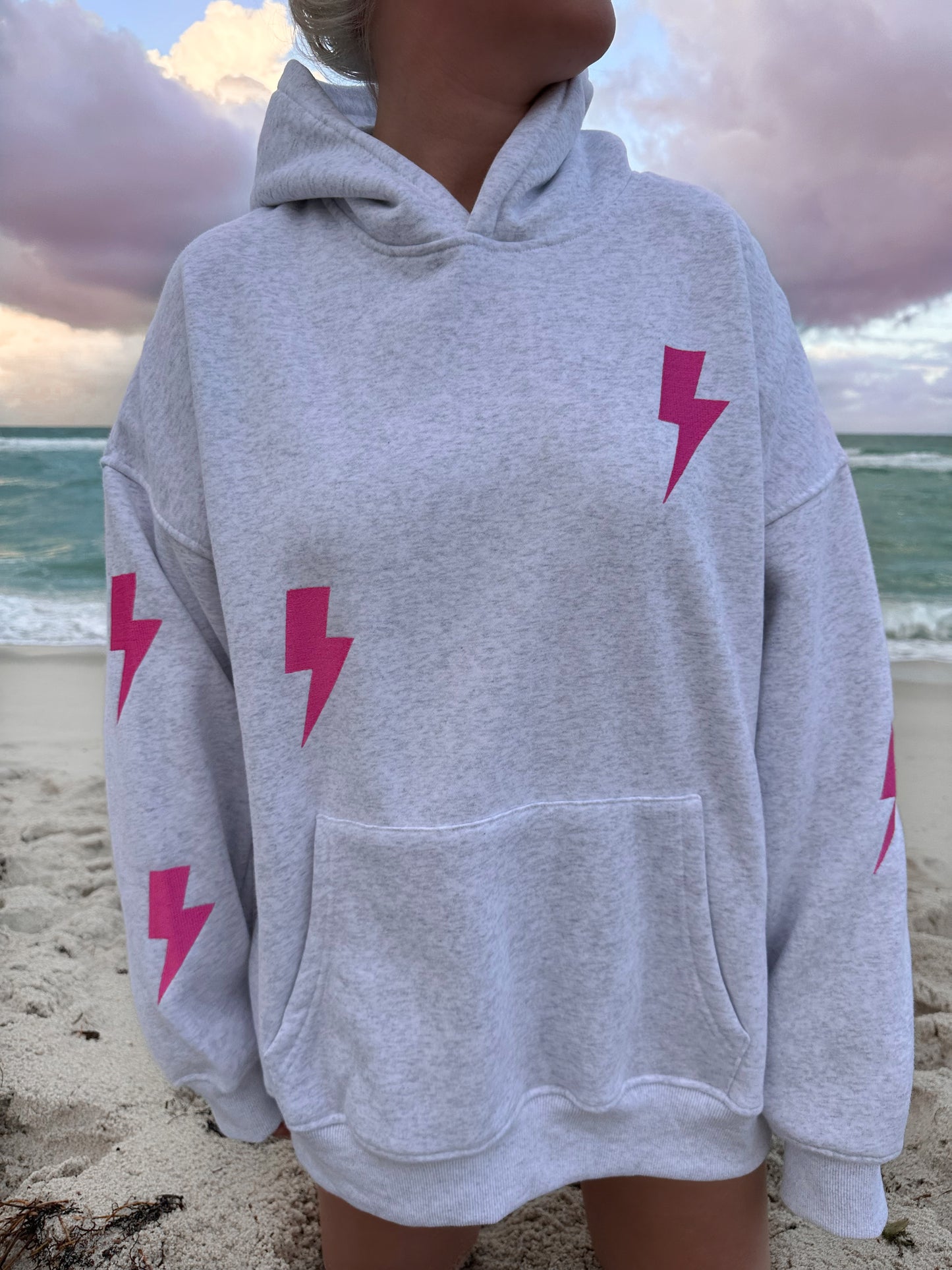 Embroider Lightning Bolt Hoodie